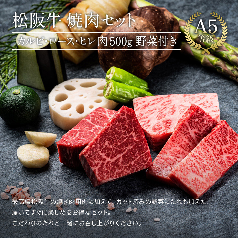 松阪牛焼肉カルビ・ロース・ヒレ 4～5人前（野菜・自家製たれ） | 田中精肉店